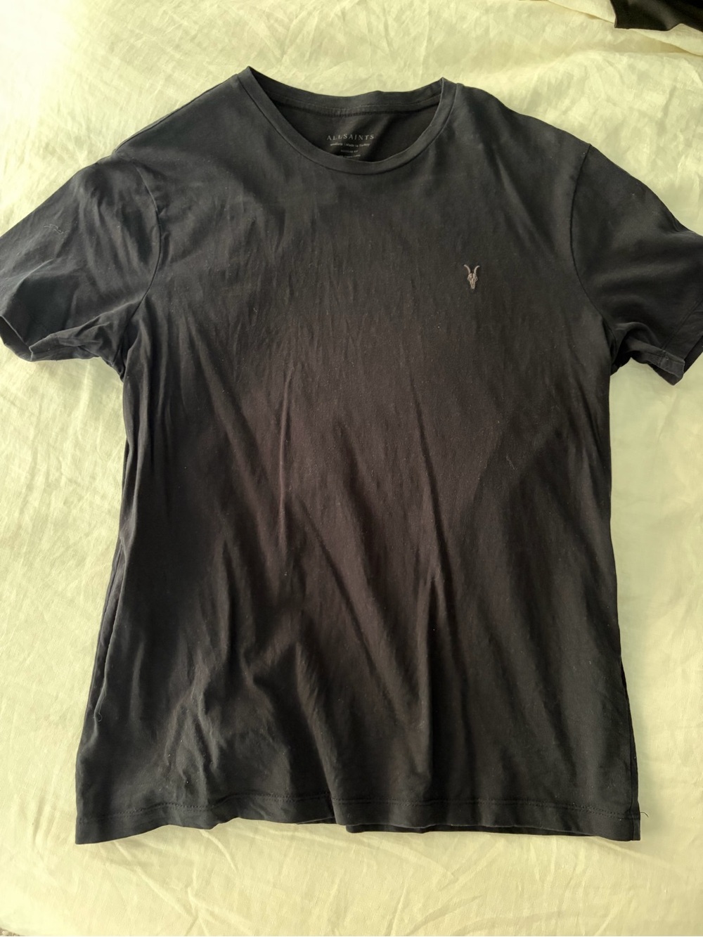 All Saints Black Short Sleeve Crew Logo Tee